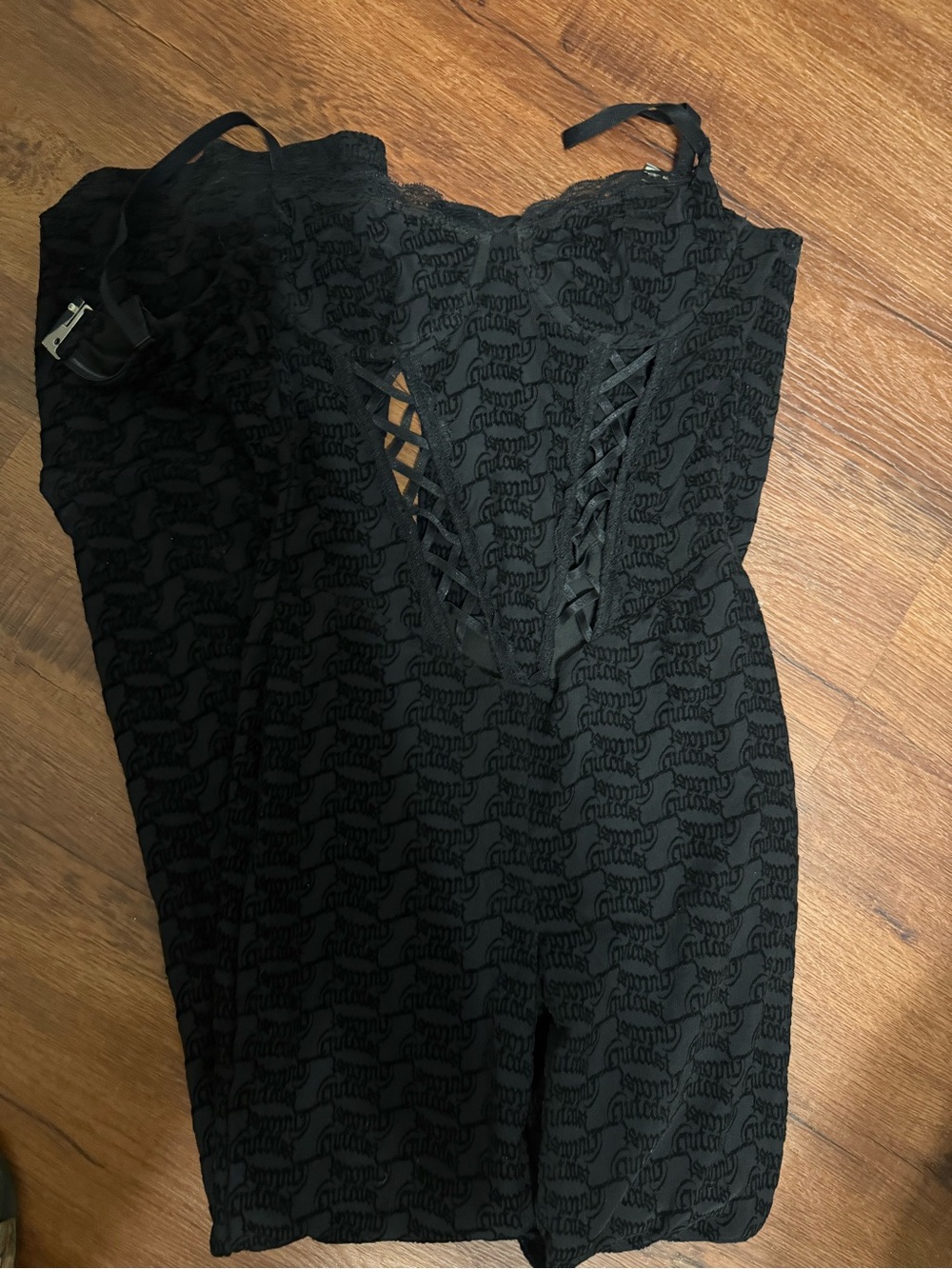 Black Lace-Detail Jumpsuit